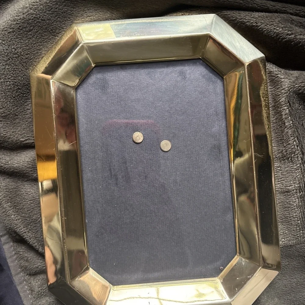 Vintage Mid-Century Modern Solid Brass Octagonal Picture Frame – Beveled Edge